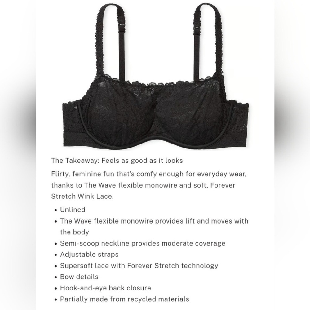 PINK Victoria’s Secret Wink Unlined Lace Scoop Bra | Size XL - Picture 10 of 11